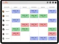 Tableau de planification du restaurant "Le Pronto" pour la semaine du 21 au 25, montrant les affectations de cuisine, service et bar pour chaque employé.