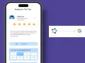 Interface mobile pour laisser un avis sur un restaurant, avec la possibilité de retrouver ses avis Google.