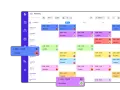 Interface d'un logiciel création planning, affichant un calendrier avec des créneaux horaires et des noms d'employés.
