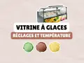 Vitrine à glaces : réglage température et conseils pour des desserts parfaits. Trois boules de glace : menthe, chocolat, vanille.