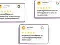 Trois avis Google de Jack Marin : shampooing réussi, super ambiance, agence avec agents pros, service d'excellence. Exemple réponse client satisfait.