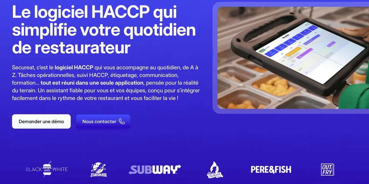 Une tablette affiche un logiciel de gestion pour restaurant, simplifiant le quotidien des restaurateurs avec son système ERP.