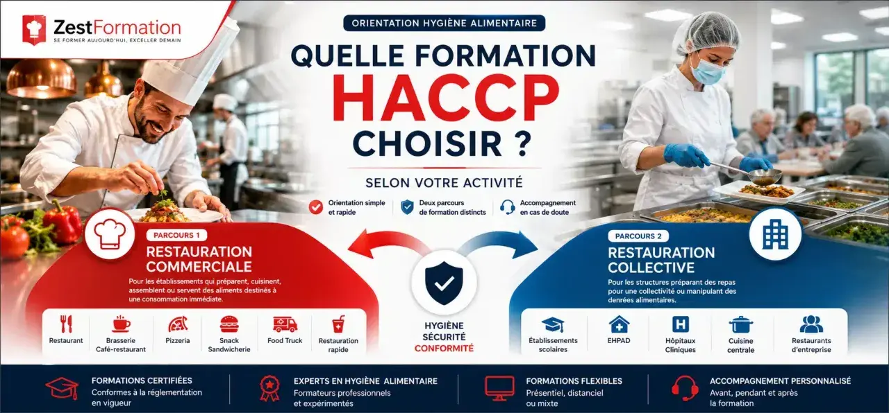Chefs préparent des plats dans un restaurant. Formation HACCP pour la restauration commerciale ou collective.