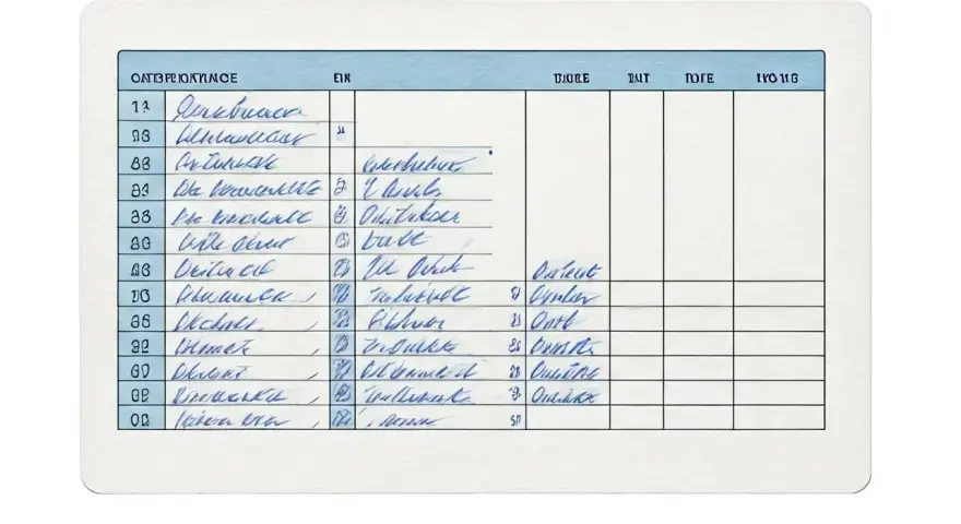 Feuille de pointage manuscrite avec des noms et des chiffres.