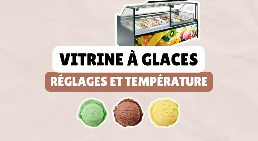 Vitrine à glaces : réglage température et conseils pour des desserts parfaits. Trois boules de glace : menthe, chocolat, vanille.