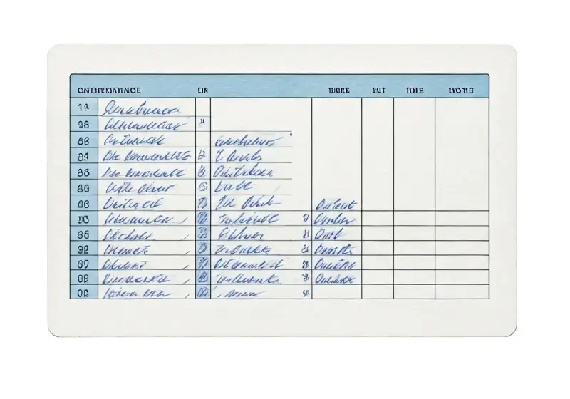 Feuille de pointage manuscrite avec des noms et des chiffres.